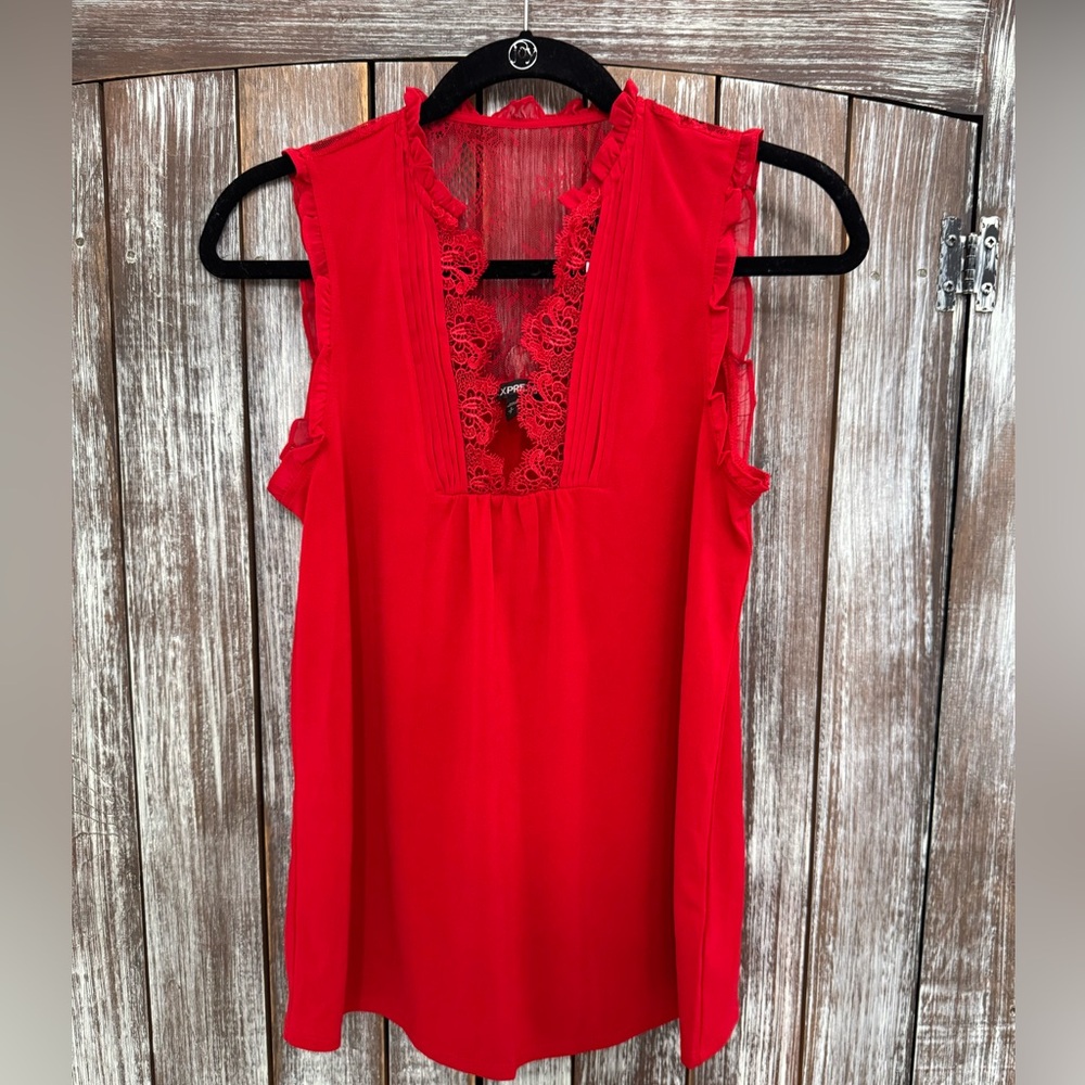 EXPRESS Red Lace Blouse Size Small - NWT
